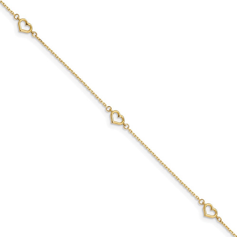 Quality Gold 14k Heart Anklet
