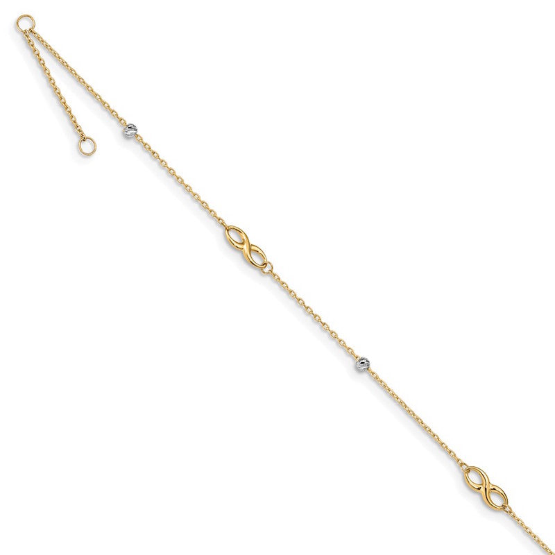 Quality Gold 14k Two Tone Beads & Infinity Anklet