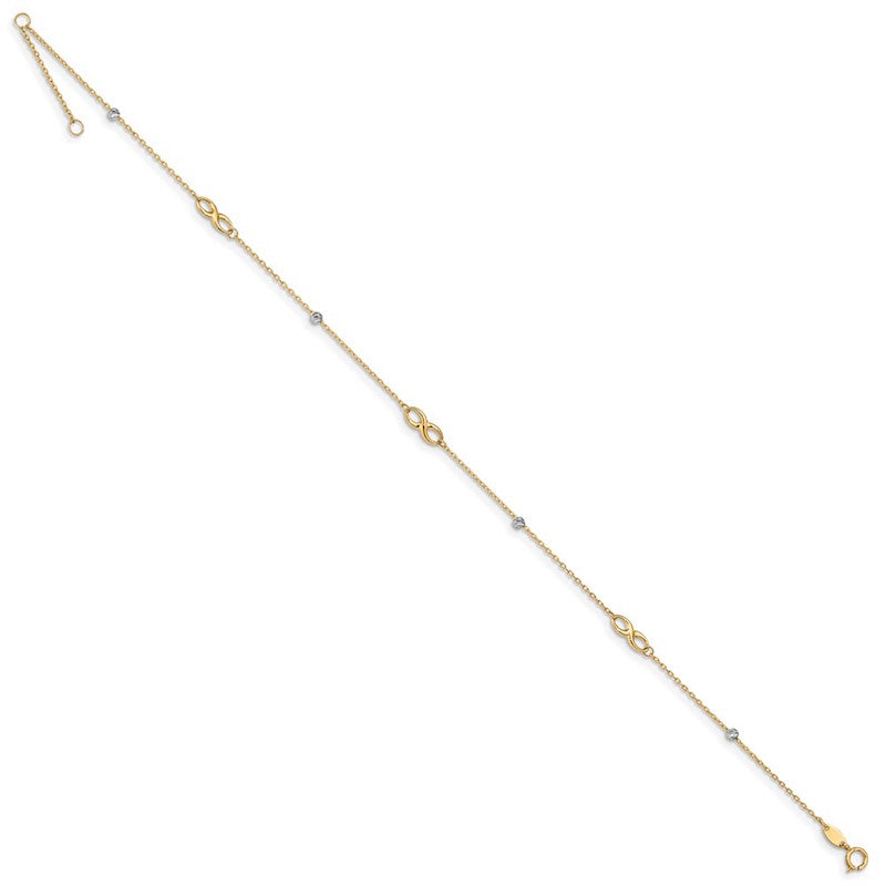 Quality Gold 14k Two Tone Beads & Infinity Anklet