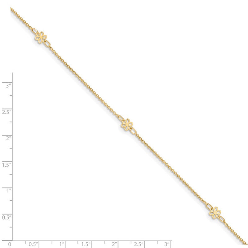 Quality Gold 14k Polished Flowers Anklet