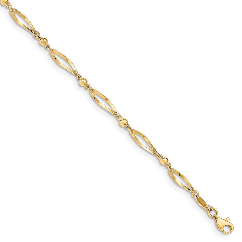 Quality Gold 14k Polished & Diamond-cut Anklet