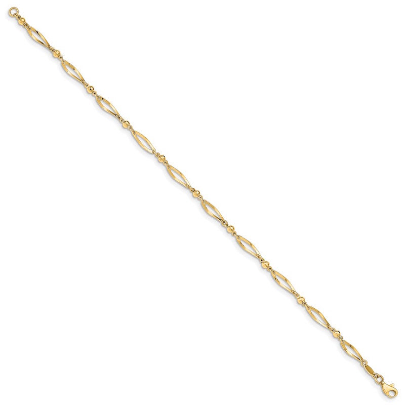 Quality Gold 14k Polished & Diamond-cut Anklet