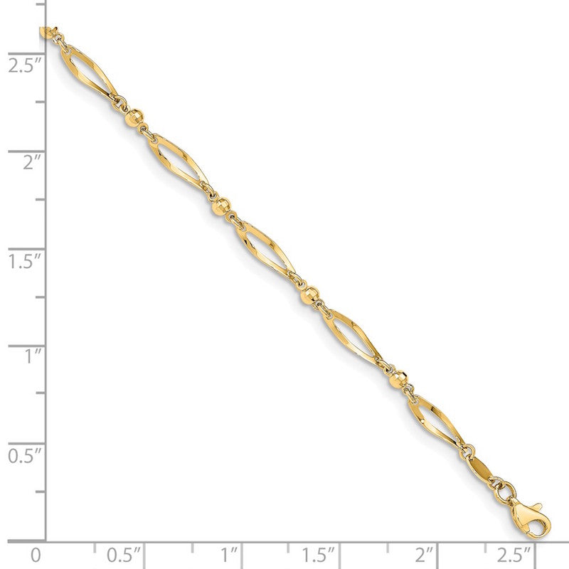 Quality Gold 14k Polished & Diamond-cut Anklet