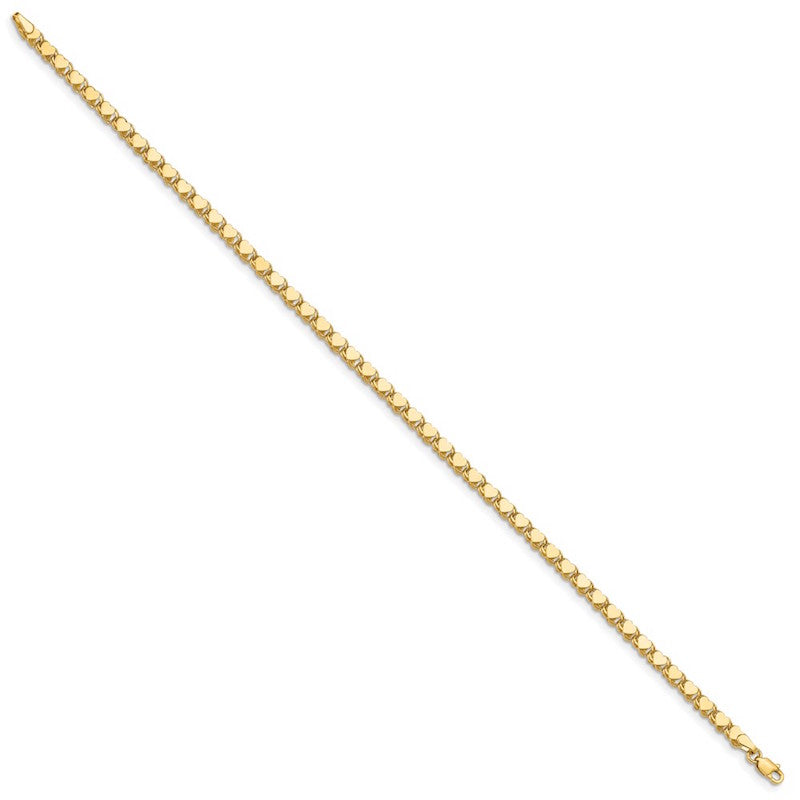 Quality Gold 14k Polished Double-Sided Heart Anklet