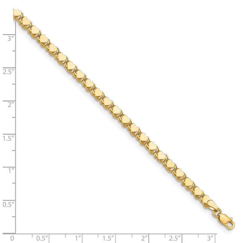 Quality Gold 14k Polished Double-Sided Heart Anklet