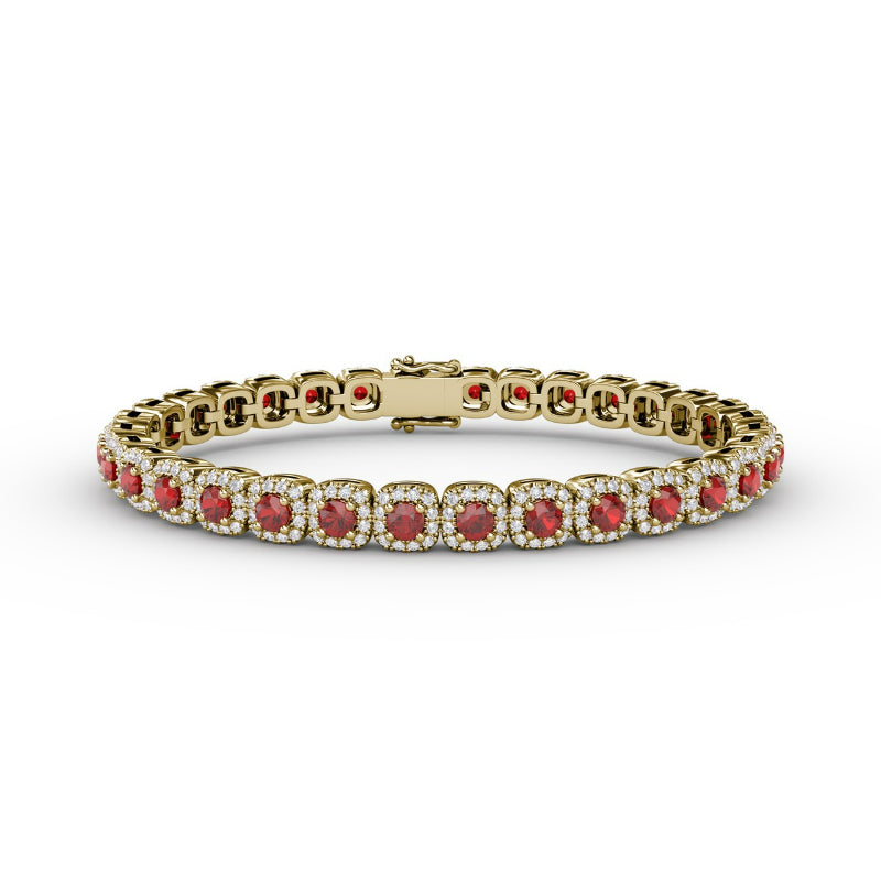 Fana Cushion Cut Ruby and Diamond Bracelet