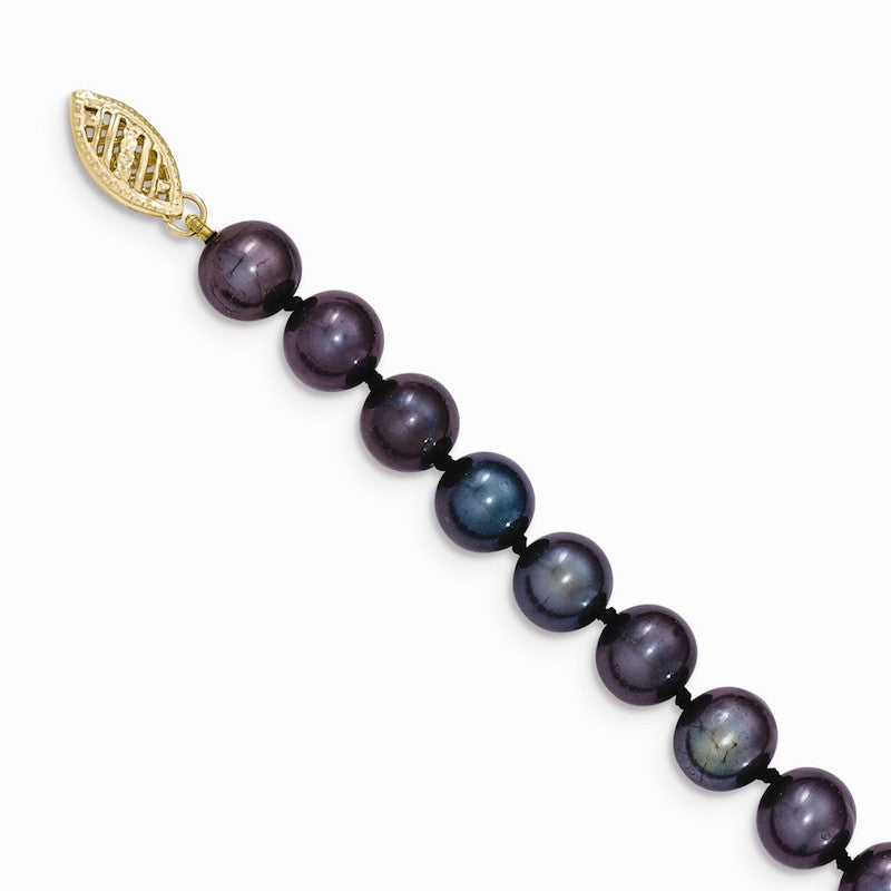 Quality Gold 14k Black Near Round Freshwater Cultured Pearl Bracelet