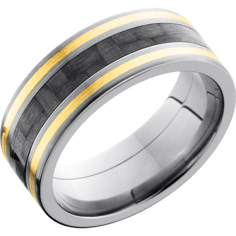 Lashbrook White & Yellow Titanium 8mm Men's Wedding Band