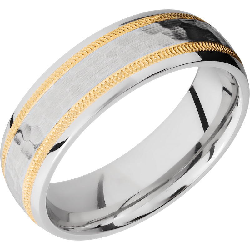 Lashbrook White & Yellow Cobalt Chrome 7mm Men's Wedding Band