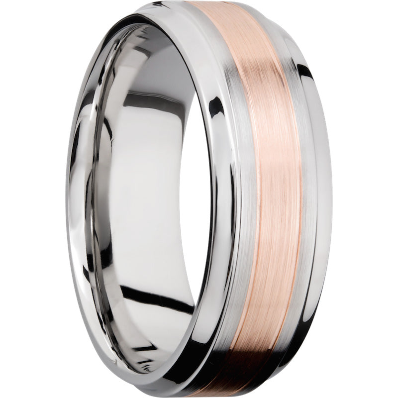 Lashbrook Rose & White Cobalt Chrome 8mm Men's Wedding Band