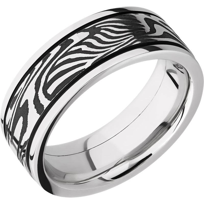 Lashbrook Black & White Cobalt Chrome 8mm Men's Wedding Band