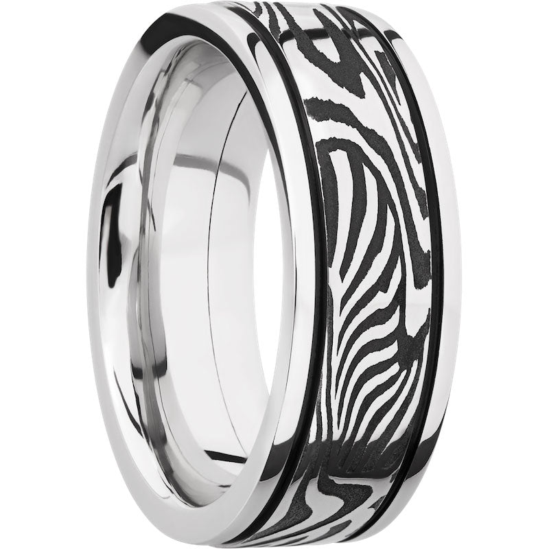 Lashbrook Black & White Cobalt Chrome 8mm Men's Wedding Band