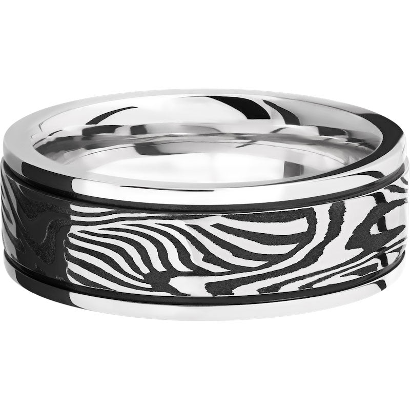 Lashbrook Black & White Cobalt Chrome 8mm Men's Wedding Band