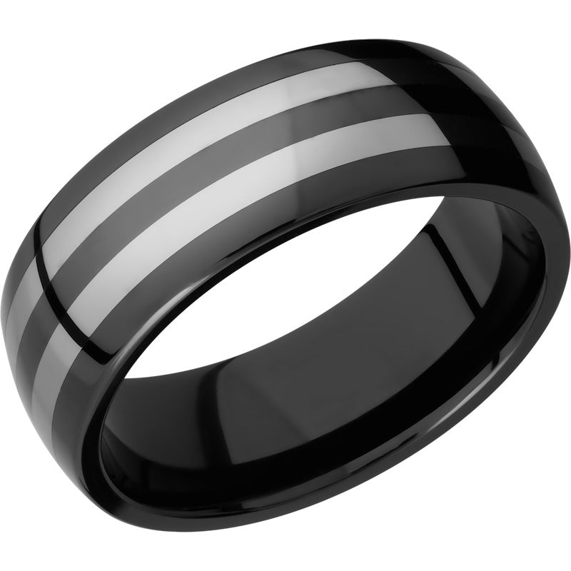 Lashbrook Black & White Tungsten 8mm Men's Wedding Band