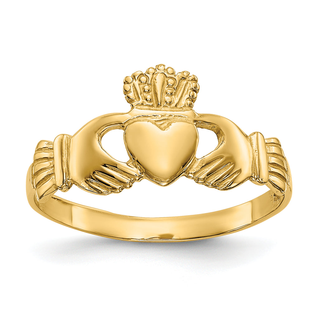 Quality Gold 14k Polished Ladies Claddagh Ring