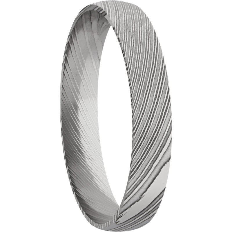 Lashbrook Black & White Damascus Steel 4mm Men's Wedding Band