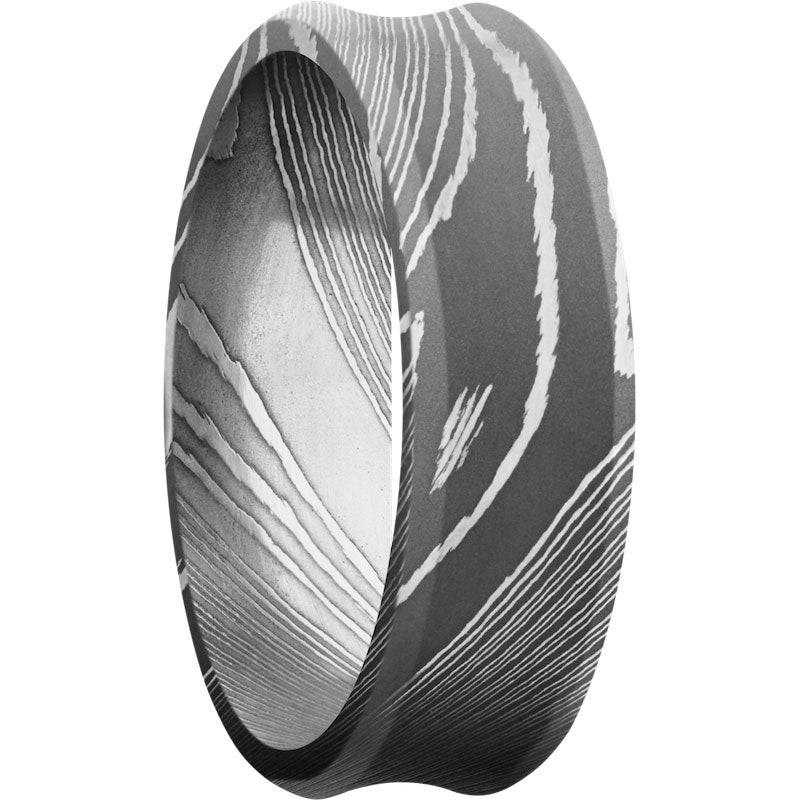 Lashbrook Black & White Damascus Steel 7mm Men's Wedding Band