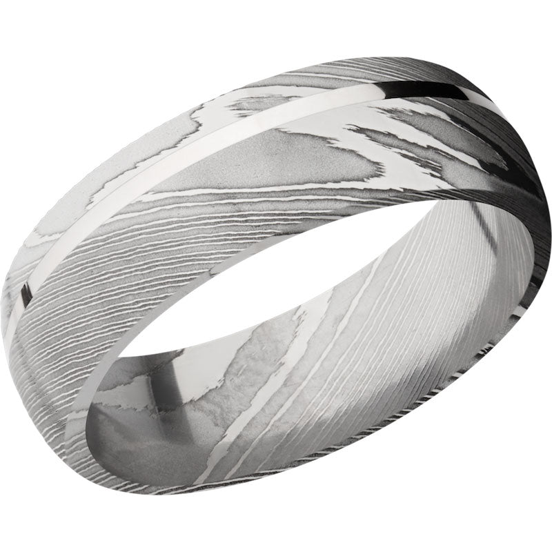 Lashbrook Black & White Damascus Steel 7mm Men's Wedding Band