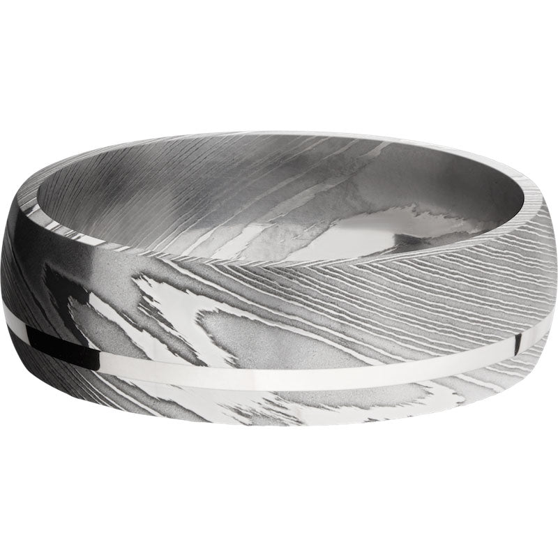 Lashbrook Black & White Damascus Steel 7mm Men's Wedding Band