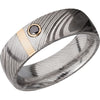 Lashbrook Black White & Yellow Damascus Steel 7mm Men's Wedding Band