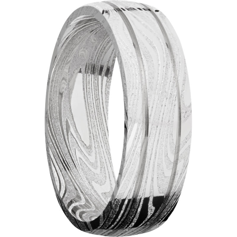 Lashbrook Black & White Damascus Steel 7mm Men's Wedding Band