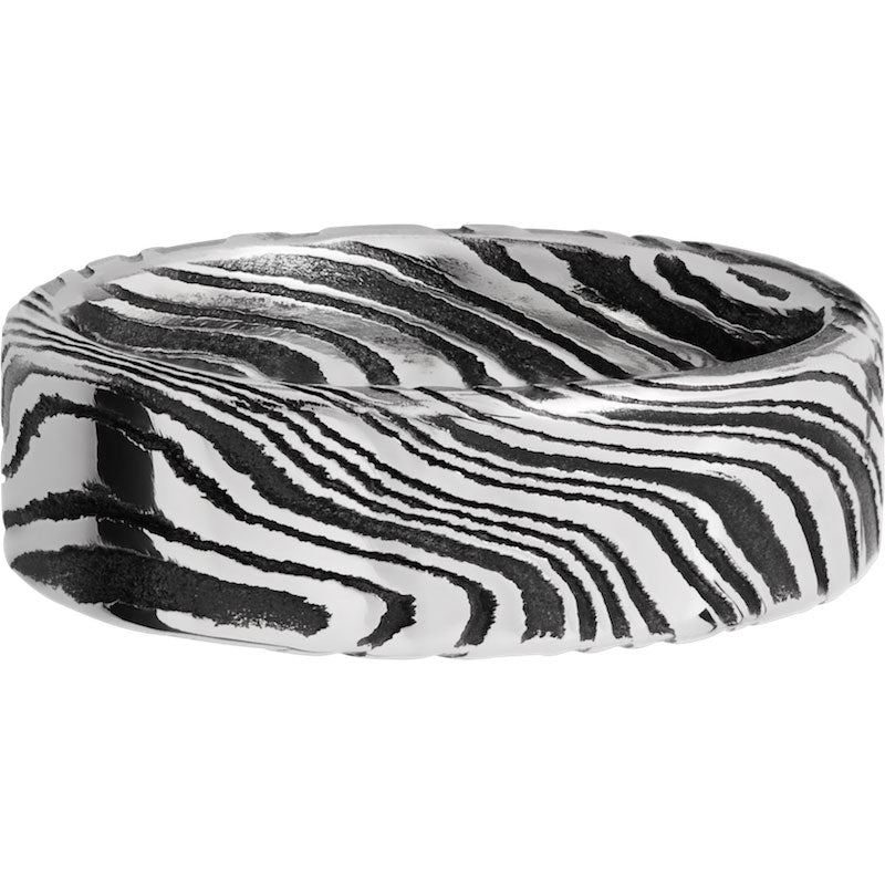 Lashbrook Black & White Damascus Steel 7mm Men's Wedding Band