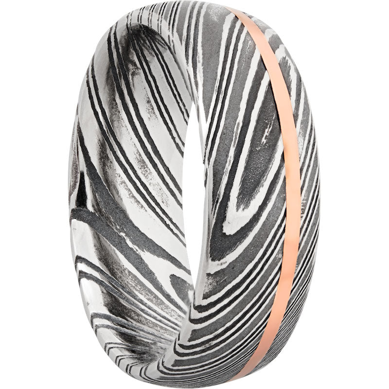 Lashbrook Black Rose & White Damascus Steel 8mm Men's Wedding Band