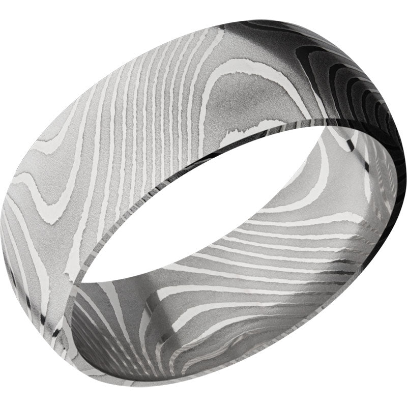 Lashbrook Black & White Damascus Steel 8mm Men's Wedding Band