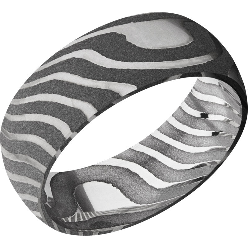 Lashbrook Black & White Damascus Steel 8mm Men's Wedding Band