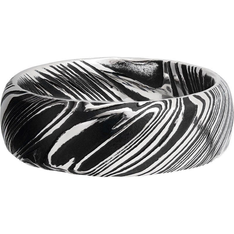 Lashbrook Black & White Damascus Steel 8mm Men's Wedding Band