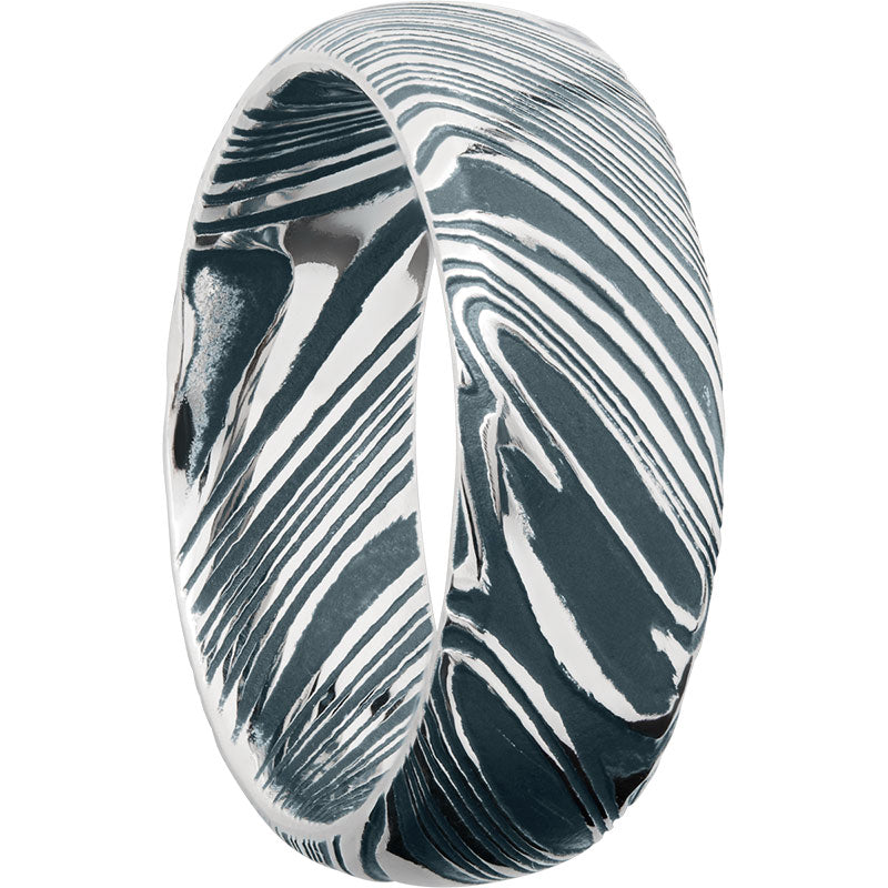 Lashbrook Black & White Damascus Steel 8mm Men's Wedding Band