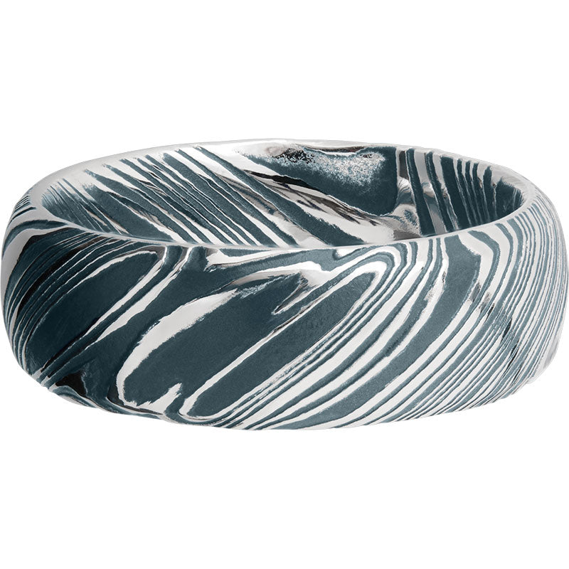 Lashbrook Black & White Damascus Steel 8mm Men's Wedding Band