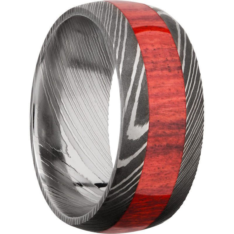 Lashbrook Black & White Damascus Steel Hardwood 9mm Men's Wedding Band