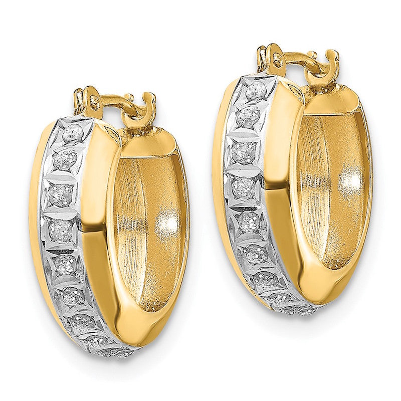 Quality Gold 14kDiamond Fascination Round Huggy Hinged Hoop Earrings