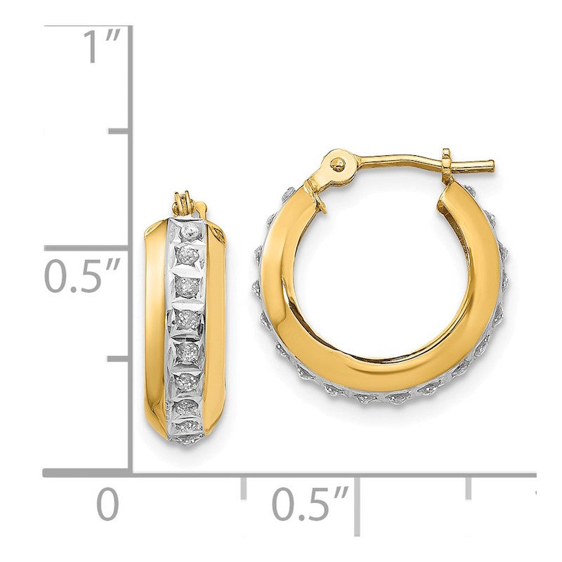 Quality Gold 14kDiamond Fascination Round Huggy Hinged Hoop Earrings