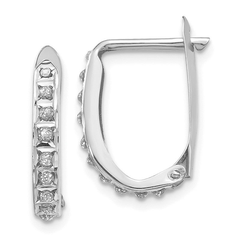 Quality Gold 14k White Gold Diamond Fascination Leverback Hoop Earrings