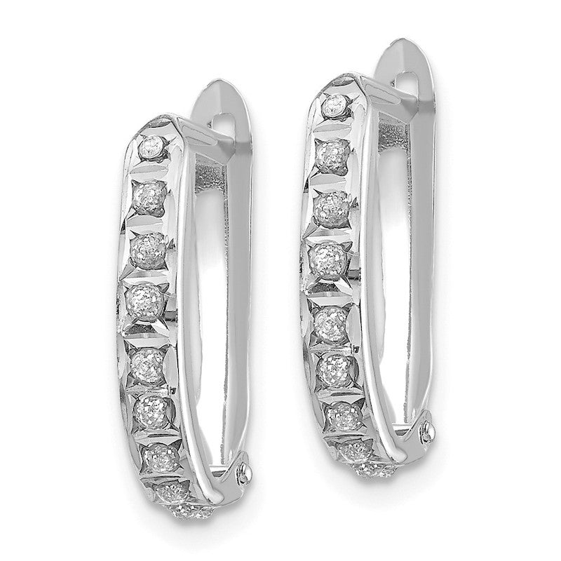 Quality Gold 14k White Gold Diamond Fascination Leverback Hoop Earrings