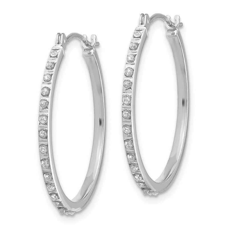 Quality Gold 14k White Gold Diamond Fascination Round Hinged Hoop Earrings