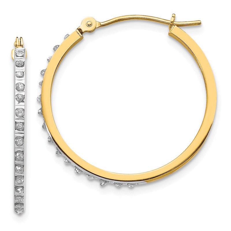Quality Gold 14k Diamond Fascination Round Hinged Hoop Earrings