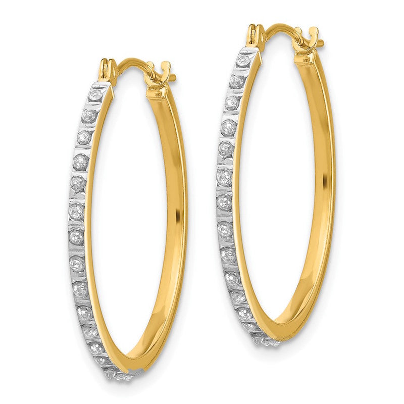 Quality Gold 14k Diamond Fascination Round Hinged Hoop Earrings