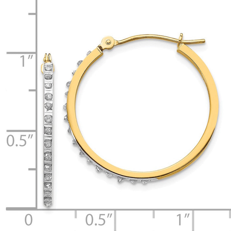 Quality Gold 14k Diamond Fascination Round Hinged Hoop Earrings