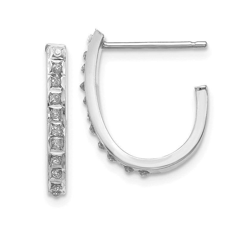 Quality Gold 14k White Gold Diamond Fascination Hoop Earrings