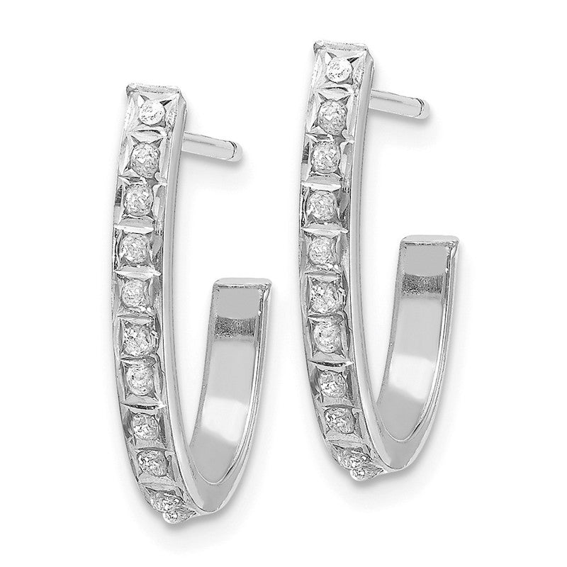 Quality Gold 14k White Gold Diamond Fascination Hoop Earrings