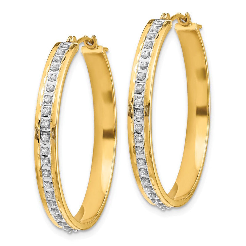 Quality Gold 14k Diamond Fascination Round Hinged Hoop Earrings