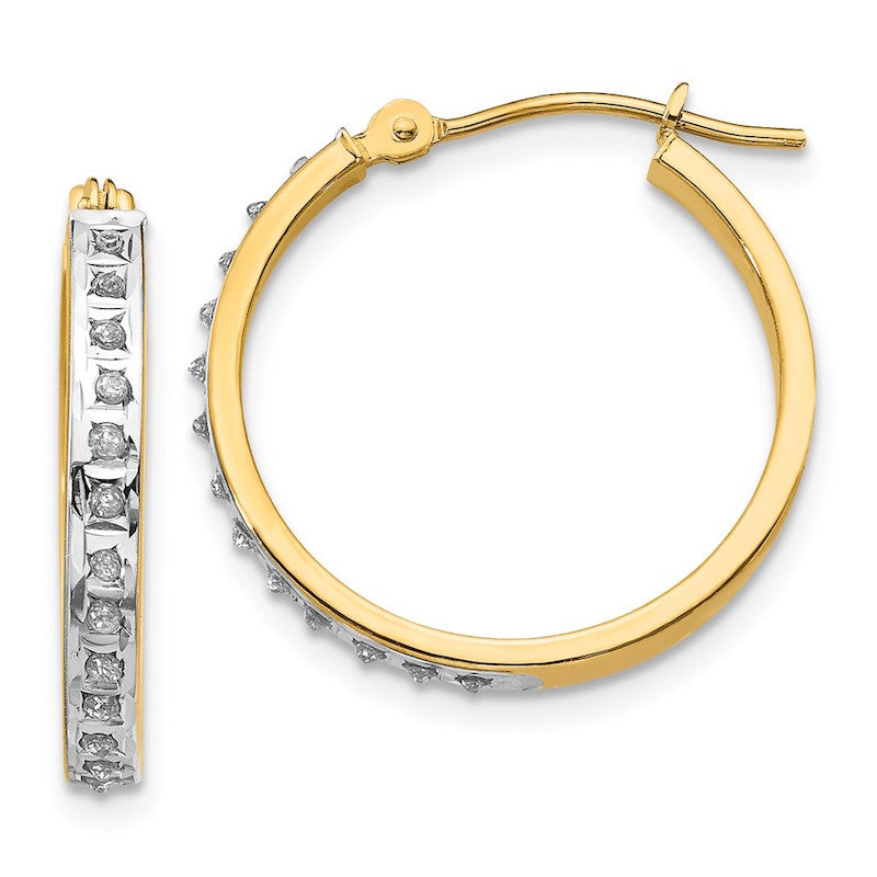 Quality Gold 14k Diamond Fascination Round Hinged Hoop Earrings