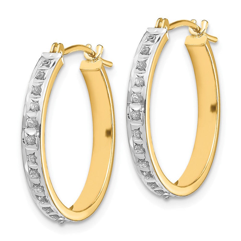 Quality Gold 14k Diamond Fascination Round Hinged Hoop Earrings
