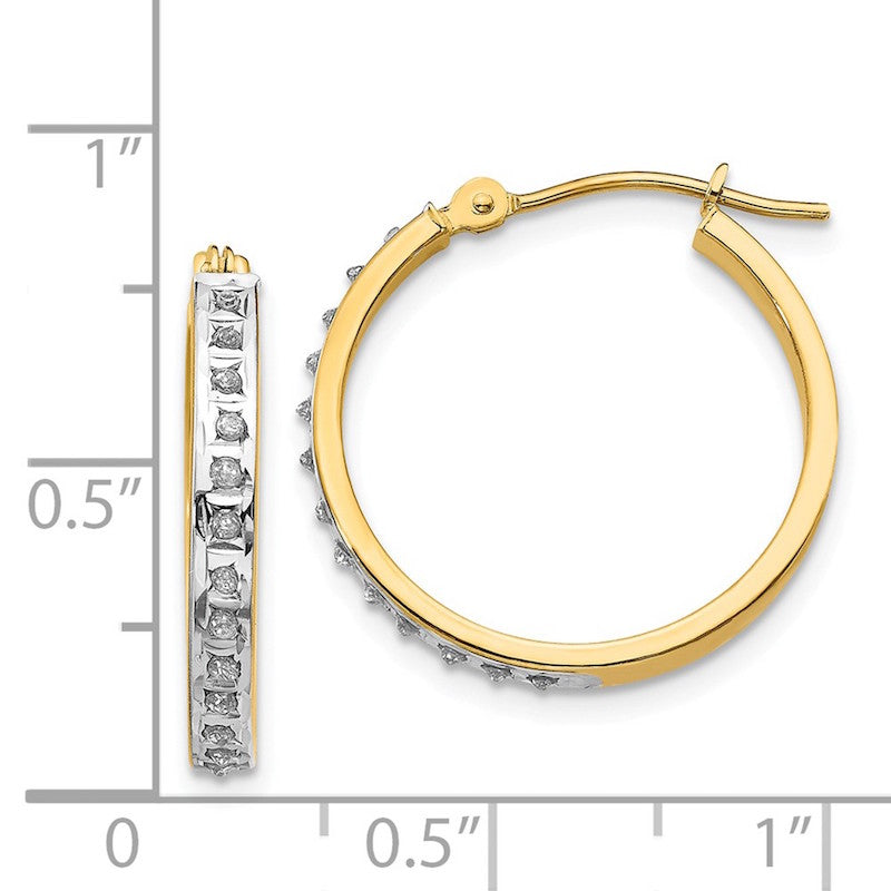 Quality Gold 14k Diamond Fascination Round Hinged Hoop Earrings