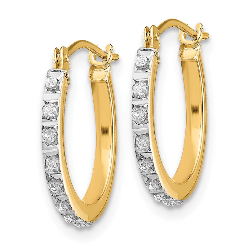 Quality Gold 14k Diamond Fascination Small Hinged Leverback Hoop Earrings