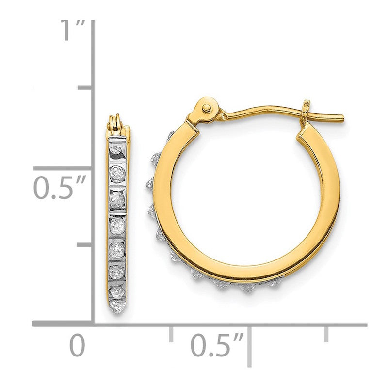 Quality Gold 14k Diamond Fascination Small Hinged Leverback Hoop Earrings