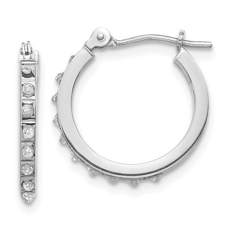 Quality Gold 14k White Gold Diamond Fascination Hinged Hoop Earrings
